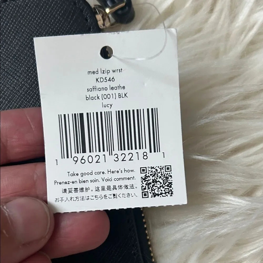 Kate Spade Black Leather wristlet brand new with tag